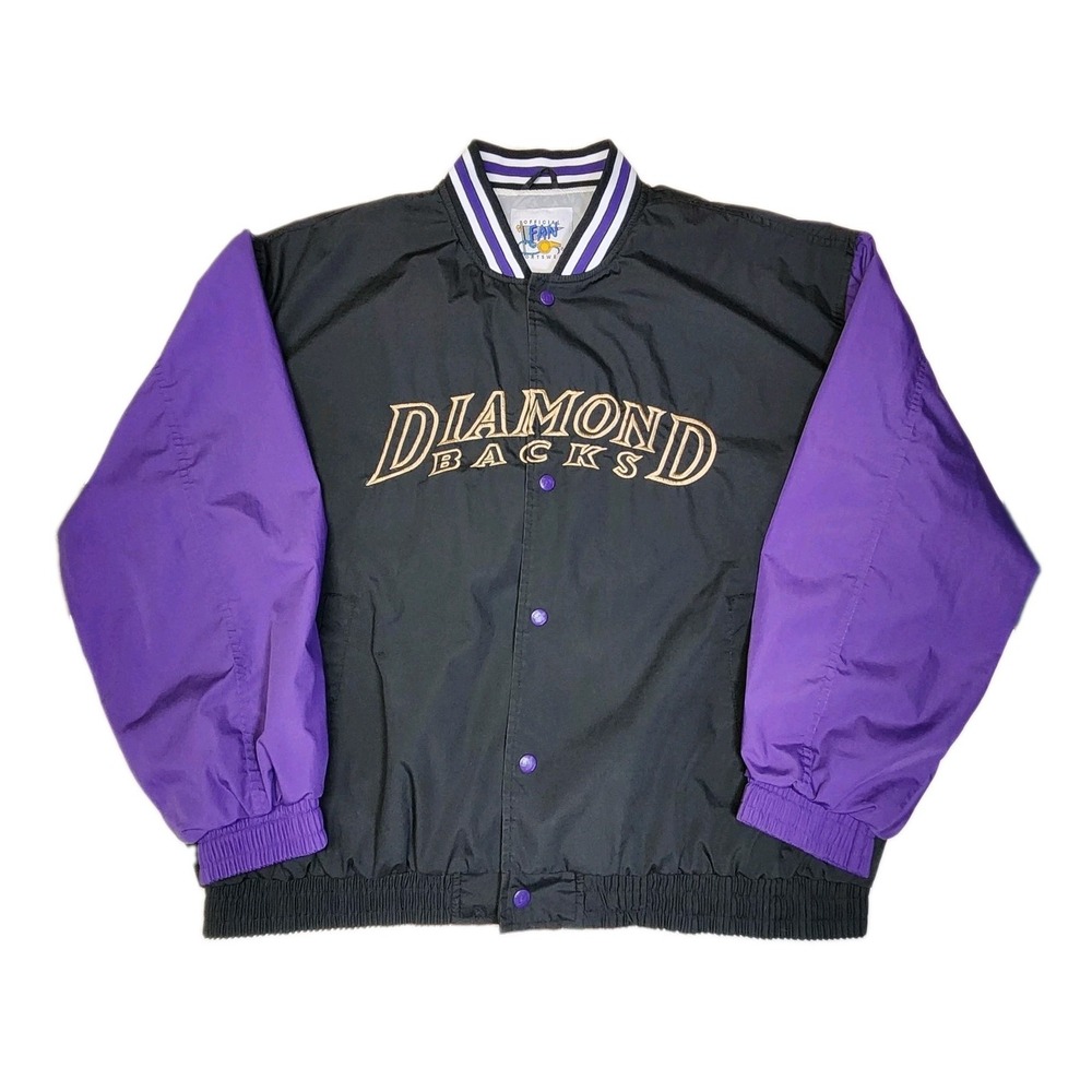 Vintage 90s Arizona Diamondbacks Jacket XL MLB Black Purple Snap Front...